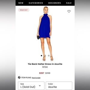Revolve Krisa Royal Blue Halter Dress